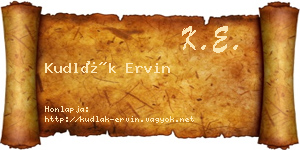 Kudlák Ervin névjegykártya