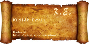 Kudlák Ervin névjegykártya