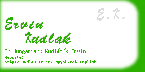 ervin kudlak business card